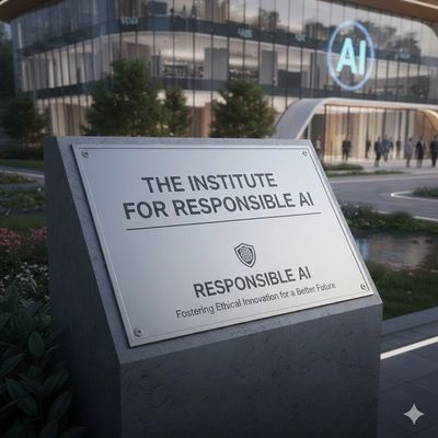 Plaque for The Institute for Responsible AI promoting ethical innovation in AI.