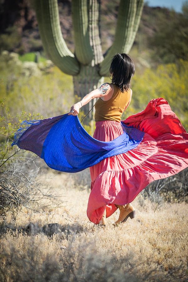 vibrant colors in the Arizona desert with a lifestyle portrait session client