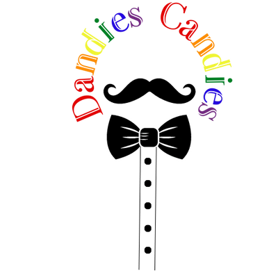 Rainbow Dandies Candies Lollipop with a moustache on a stick