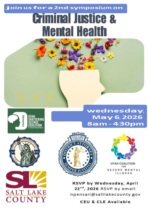 Symposium on Criminal Justice and Mental Health with colorful flowers symbolizing mental well-being.