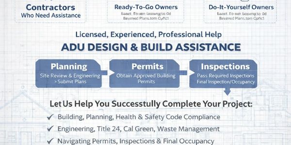 ADU design and build assistance with planning, permits, & inspections support. 415-881-8088 #626028