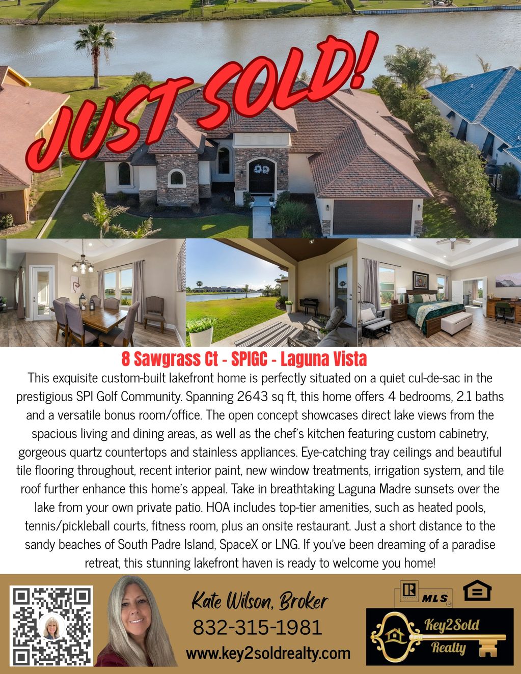Custom-built lakefront home sold in SPI Golf Community.