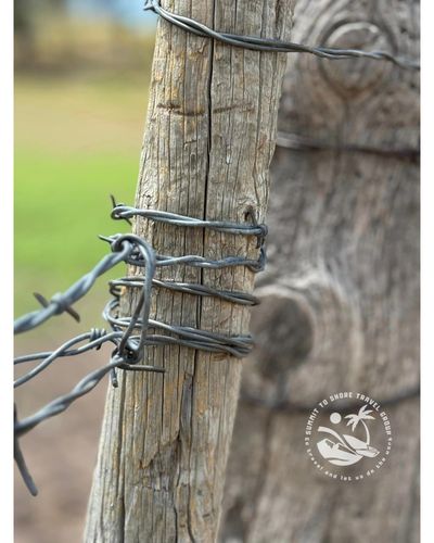 Photo of barbed wire fence and gate at a ranch in Nebraska