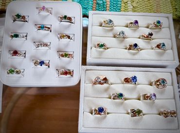 new line of rings in sterling and jewelers brass with semi precious stones all $95.00 each