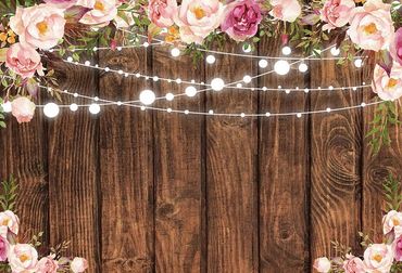 Wood panels with floral detailing and market lights