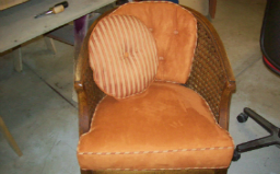 Cane chair and pillow