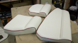 3 re-upholstered boat seat cushions