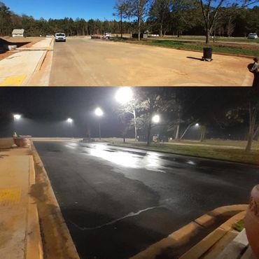 Construction parking lot cleaning prep for striping