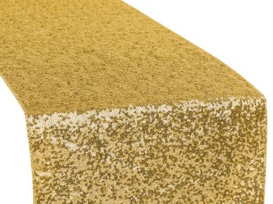 Gold glittery sequin table runner.