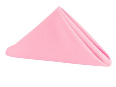 Pink folded napkin in a triangular shape.