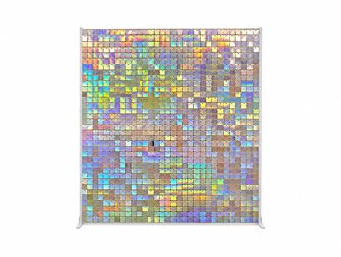 Colorful mosaic art with square tiles.