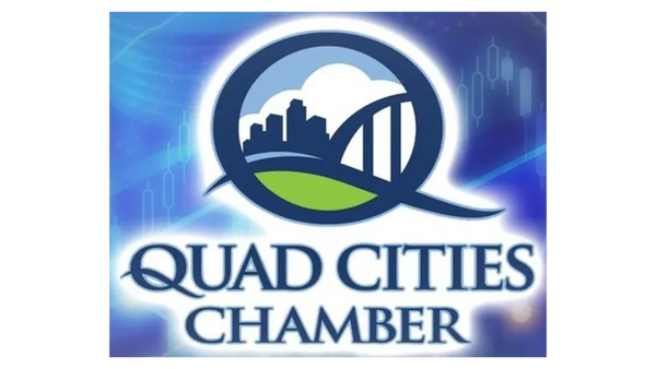 Logo of Quad Cities Chamber featuring a cityscape and bridge inside a stylized Q.