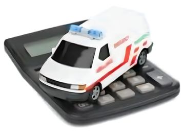 Toy ambulance on calculator.