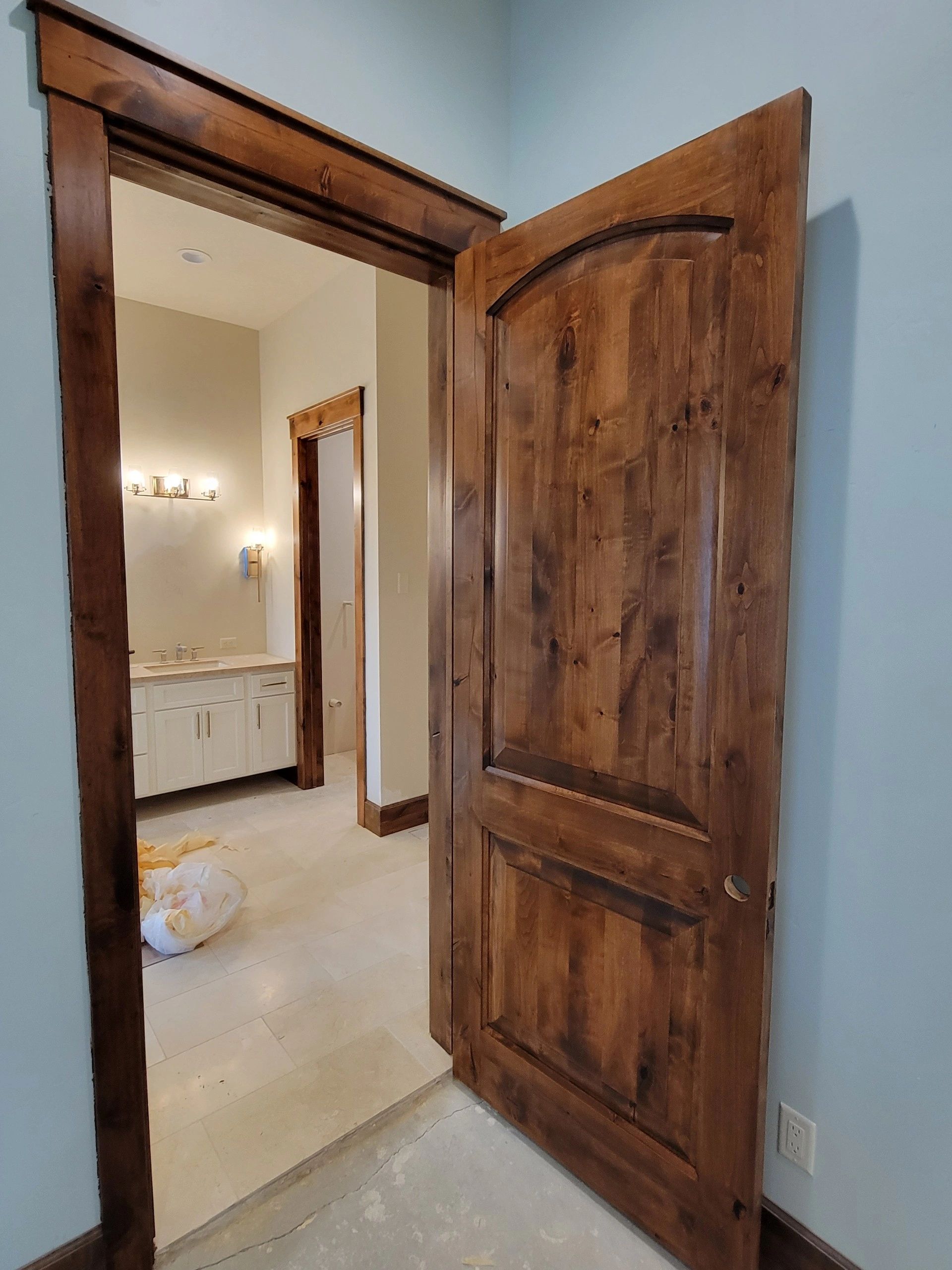 Stained door and trim.