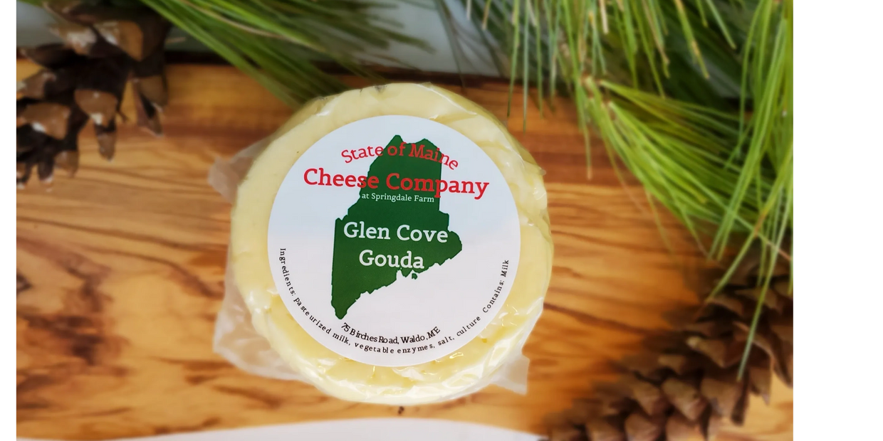 Glen Cove Gouda is a super creamy, versatile baby gouda that adds to any Maine made cheese board.