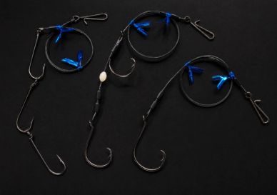 Wire trace fishing rigs for tailor mackerel and shark bite protection