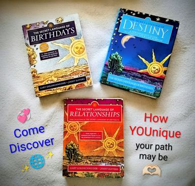 Three spiritual books about birthdays, destiny, and relationships.