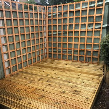 Decking and trellis installation in Langrish, Petersfield.