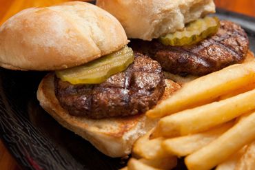Burgers and fries at a Knoxville Sports Bar.