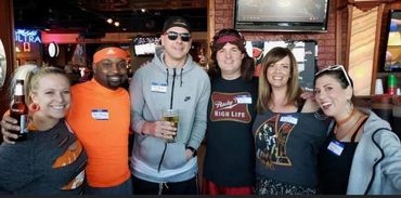 Friends hanging out at Rooster's Bar & Grill in Rocky Hill shopping center.