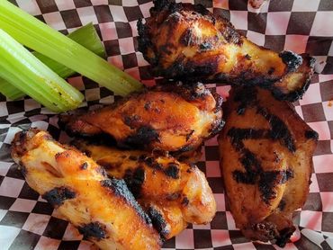 Smoked Wings and Celery in a Basket