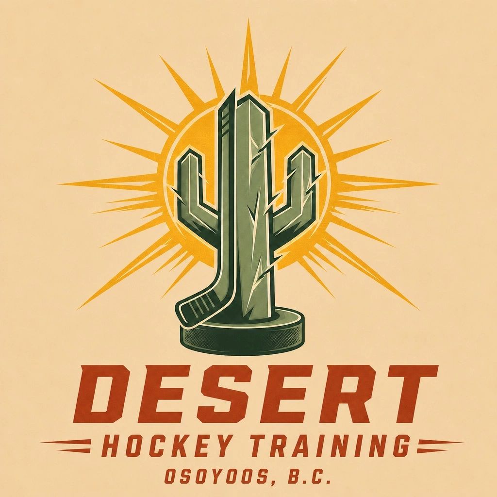 Logo of Desert Hockey Training with cactus and sun.