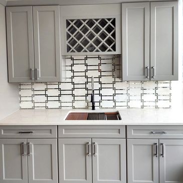 Cabinets in Mineral color with Workstation Sink