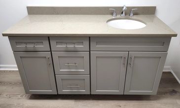 Bathroom Vanity: Mineral cabinet color