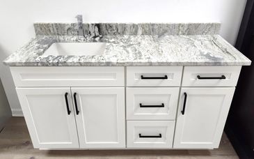 Bathroom Vanity: Snow white cabinet color