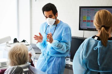 Dentist giving treatment
