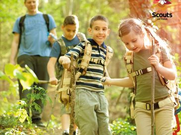 Scouts exploring and having fun