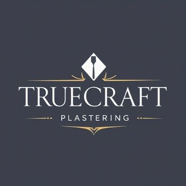 Elegant logo for TrueCraft Plastering with a trowel icon and gold accents.