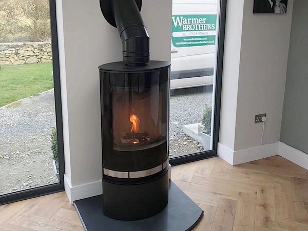 modern black fireplace