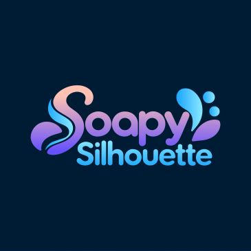 Logo for Soapy Silhouette with bubbly design.