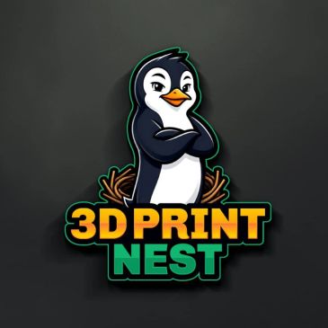 3D Print Nest logo with a confident penguin.
