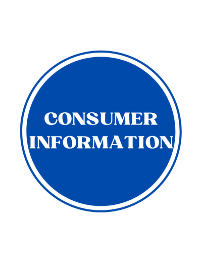 Text stating "Consumer Information" inside a blue circle