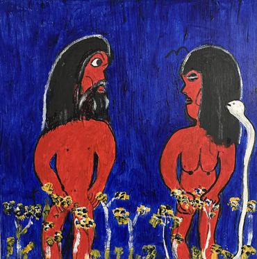 Adam & Eve, 2006, Acrylic on plywood, 24" x 24"