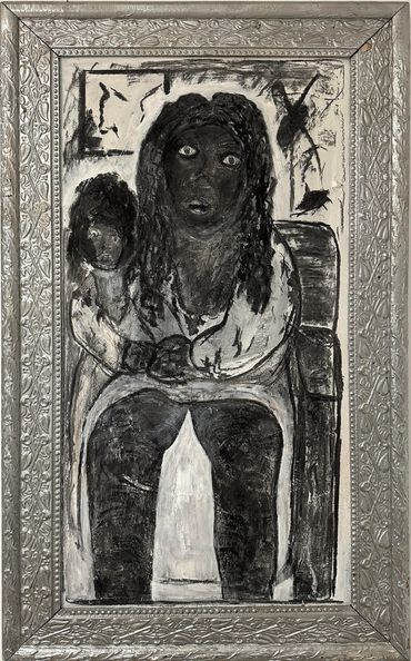 Alone in the Ghetto, c. 1990's, Acrylic on wood paneling, 43" x 23.5"