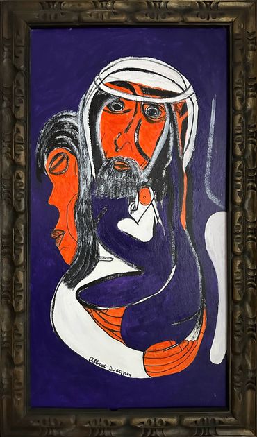 Madonna and Child, c. 1990's,
Acrylic on thrift store picture, 54" x 30"