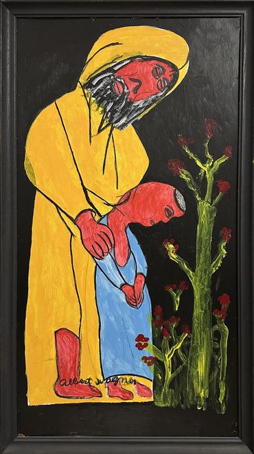 Abraham and Issac, 1996,
Acrylic on thrift store painting,