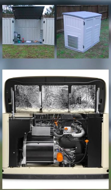 Protective outdoor generator enclosure protecting unit from the elements of the weather
