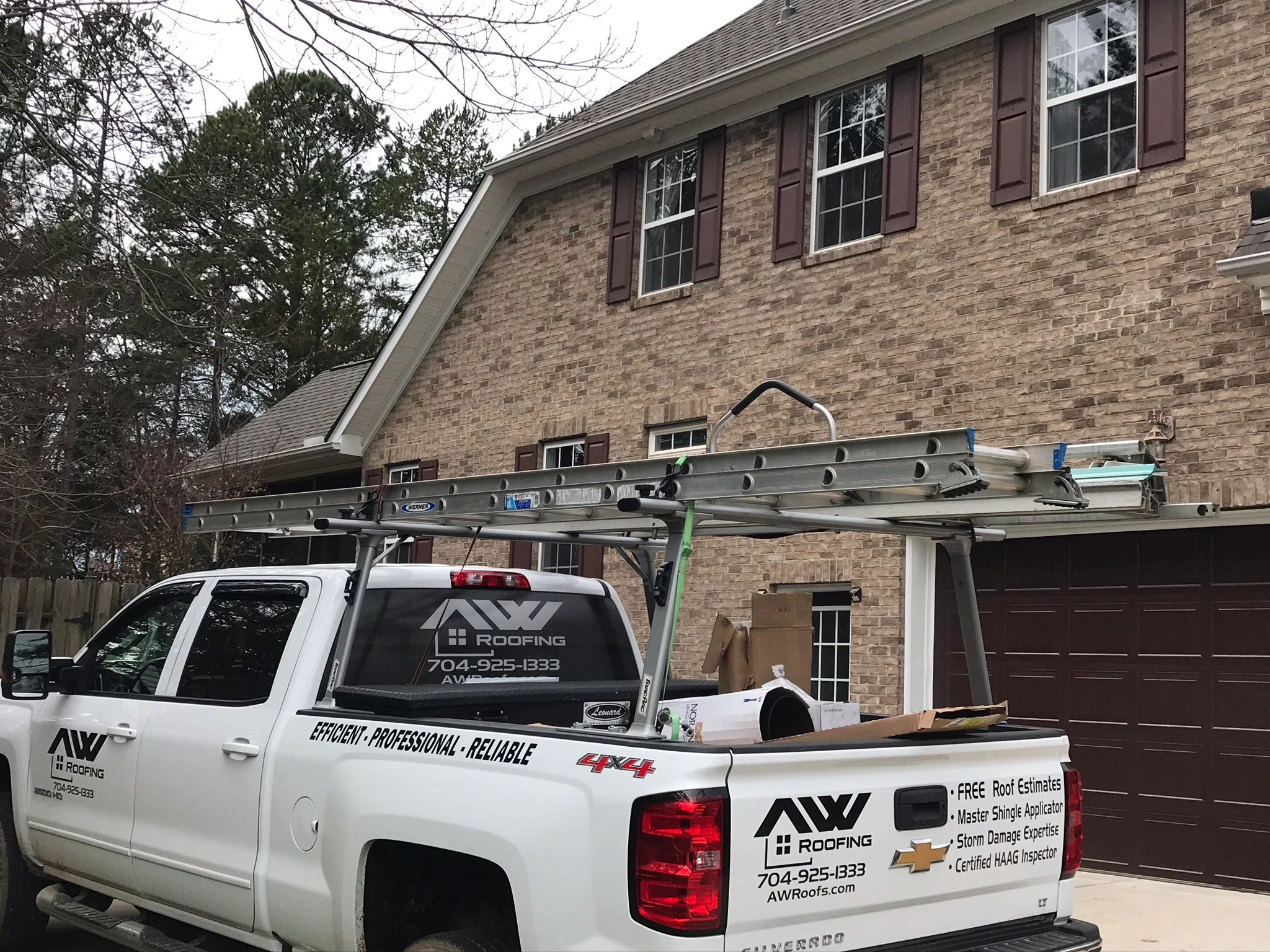 A&W Roofing with a new shingle roof installed in Mooresville, NC