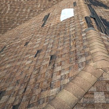 hail and wind damage on a residential shingle roof