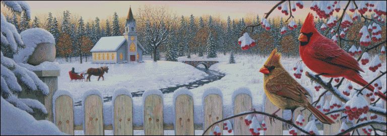 Crimson Morning Counted Cross Stitch Pattern Original Artwork © Kim Norlien, Artist.