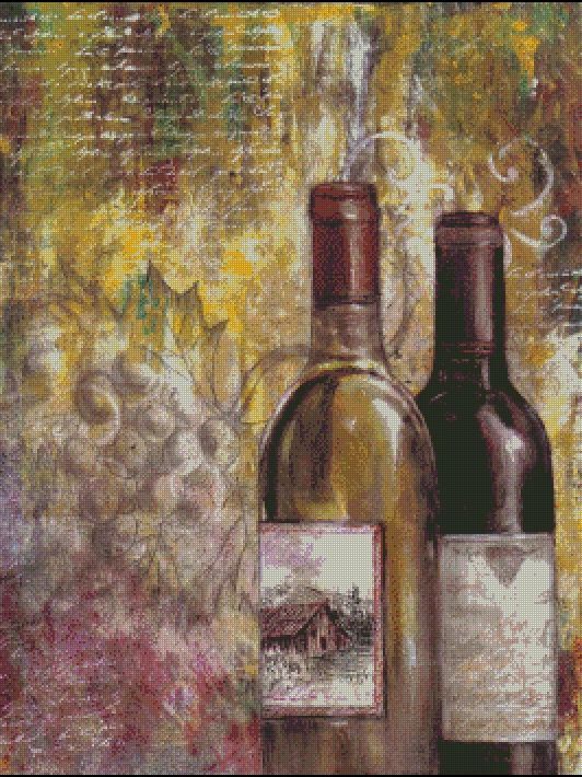 Sonoma Merlot Counted Cross Stitch Pattern Original Artwork © Jamie Carter.