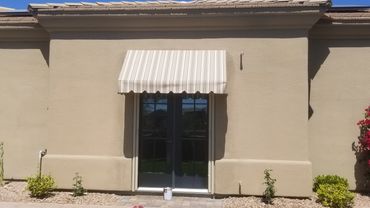 Door hood awning/ traditional awning. Keep the rain out when using your screen door!