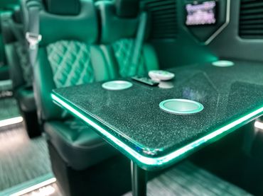 Enjoy and have a drink in our luxury bus rental