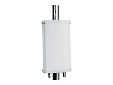 White rectangular water filter cartridge with metal connectors.
