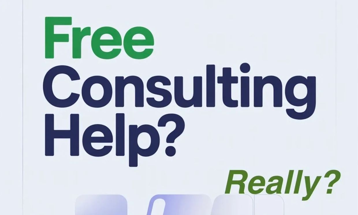 Advertisement offering free consulting help with a skeptical question 'Really?'.