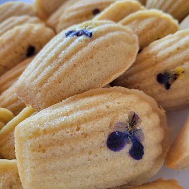 French Madeleines with organic violets